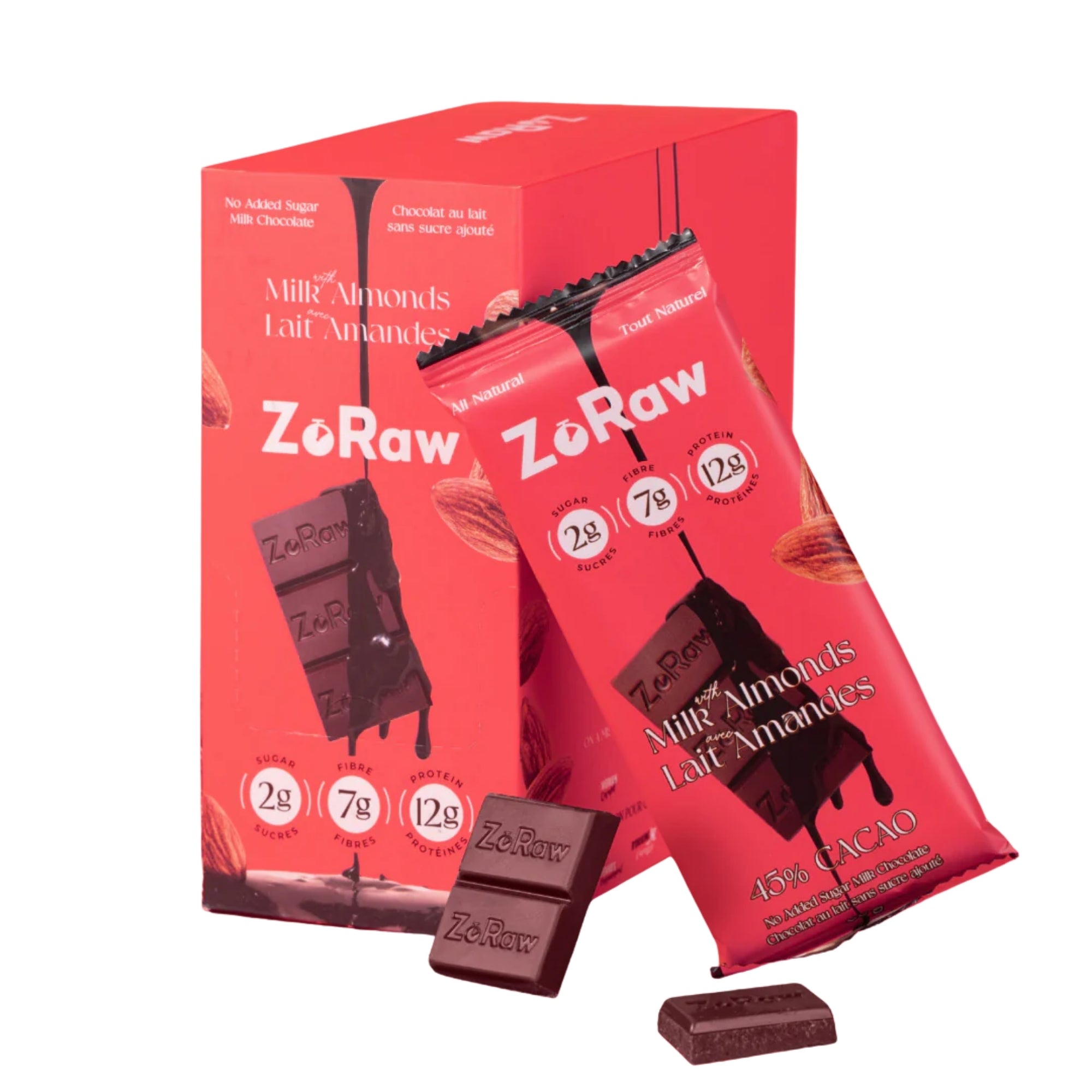 45% Milk Chocolate - Almonds with Protein (Box of 12)