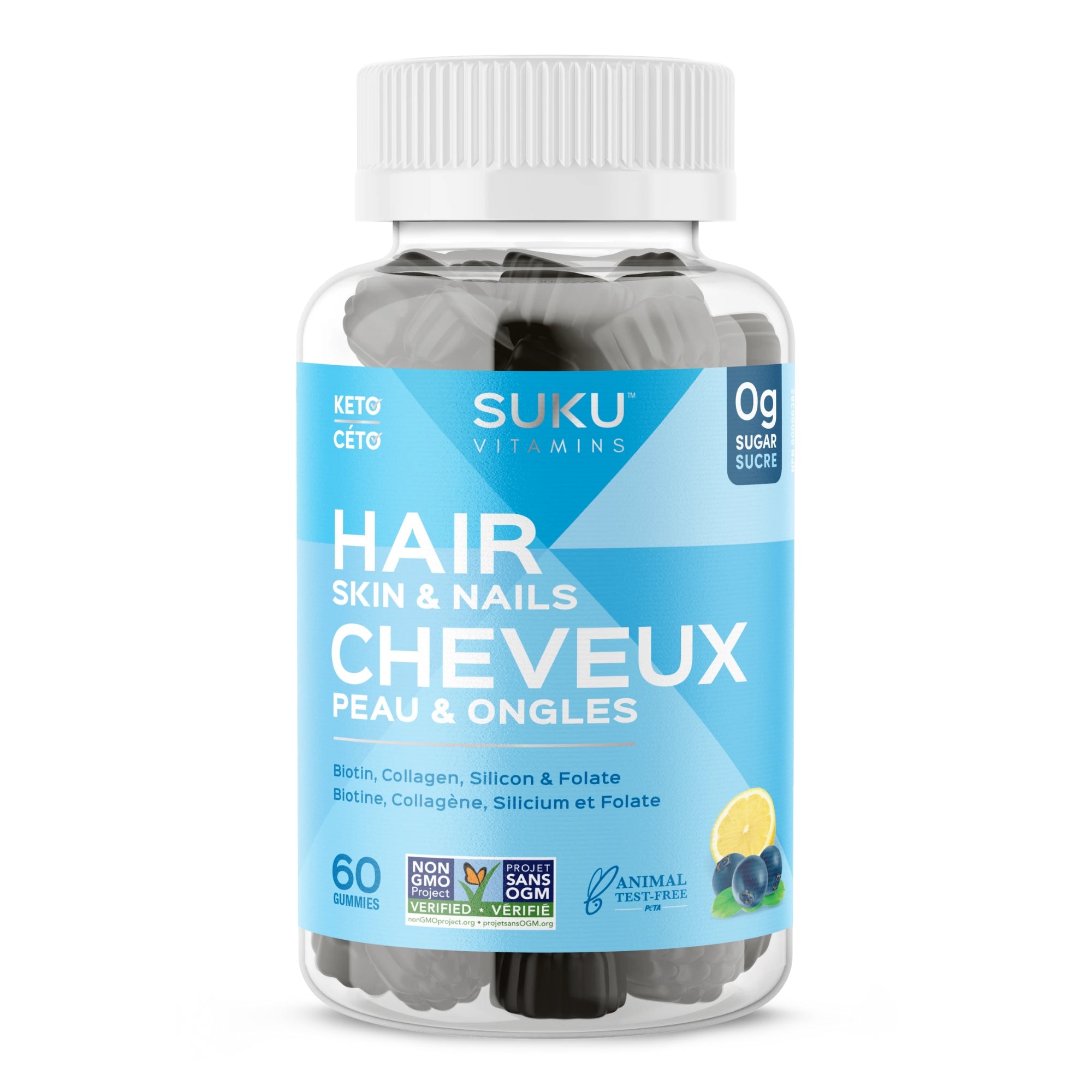 SUKU Vitamins Luscious Hair Blueberry Bliss, 60 gummies