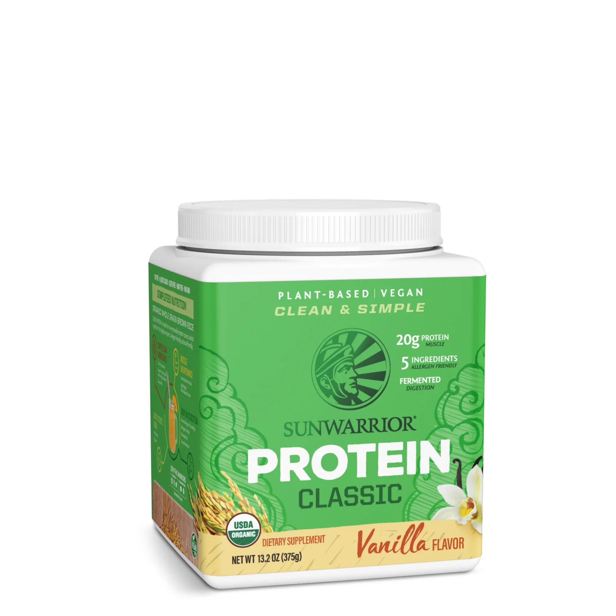 Sunwarrior Classic Organic Brown Rice Protein Powder – Plant-Based, Vegan Protein - 15 servings