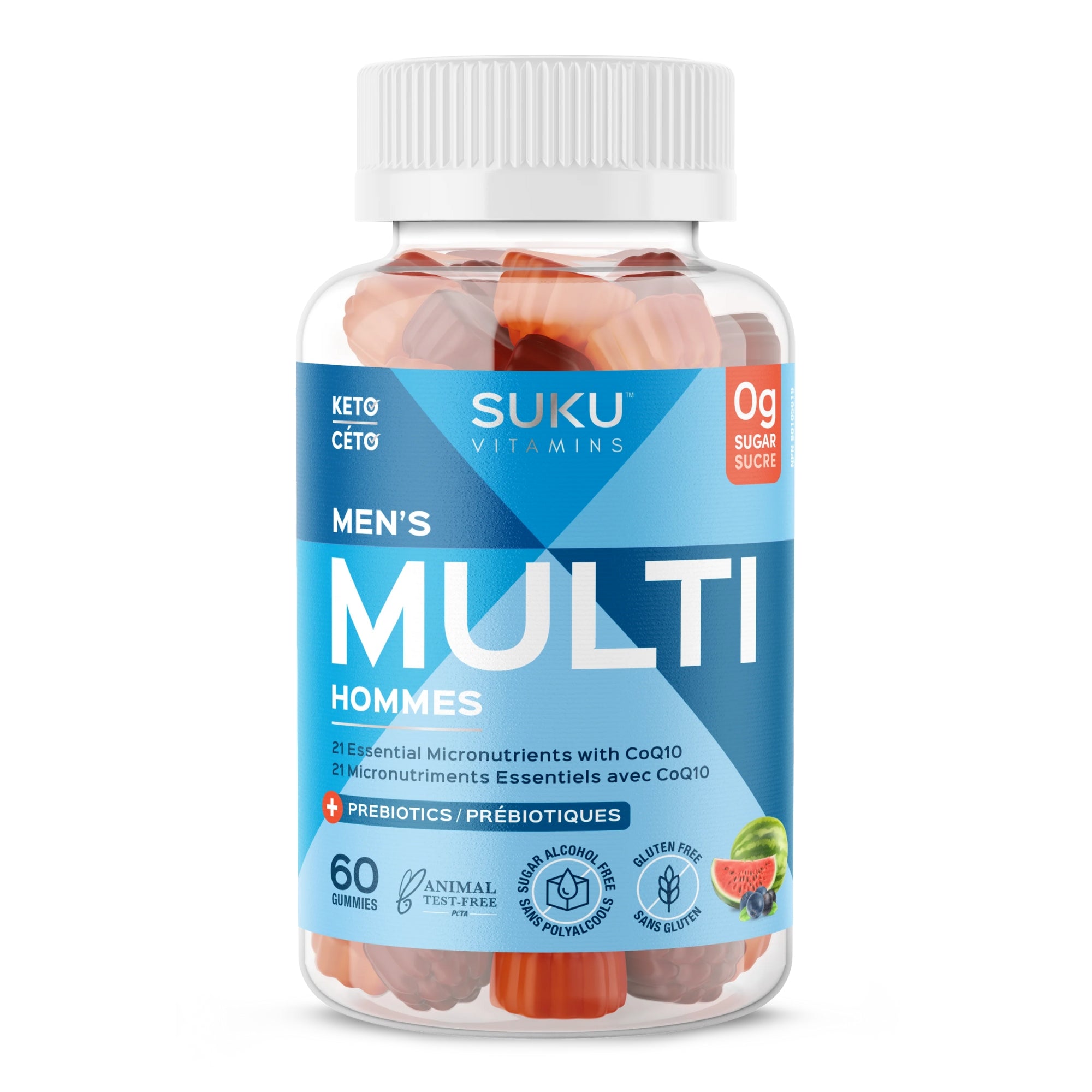 SUKU Vitamins The Complete Men's Multi Plus CoQ10 & Fibre, 60 gummies