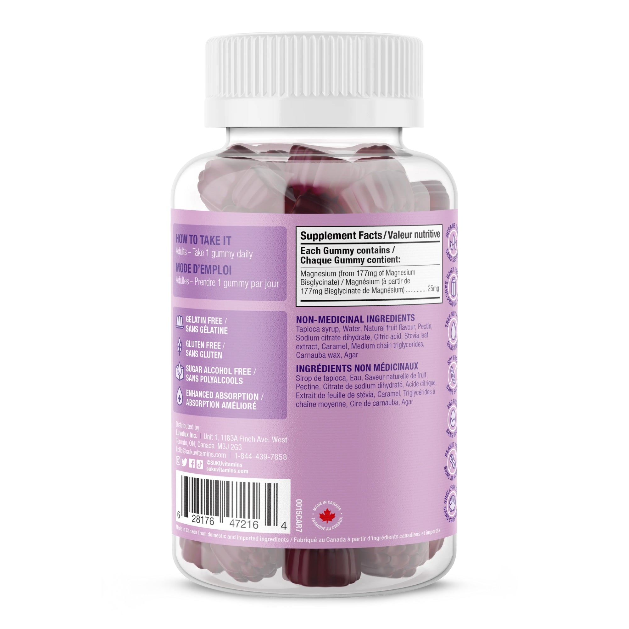 SUKU VITAMINS MAGNESIUM BISGLYCINATE - 60 gummies