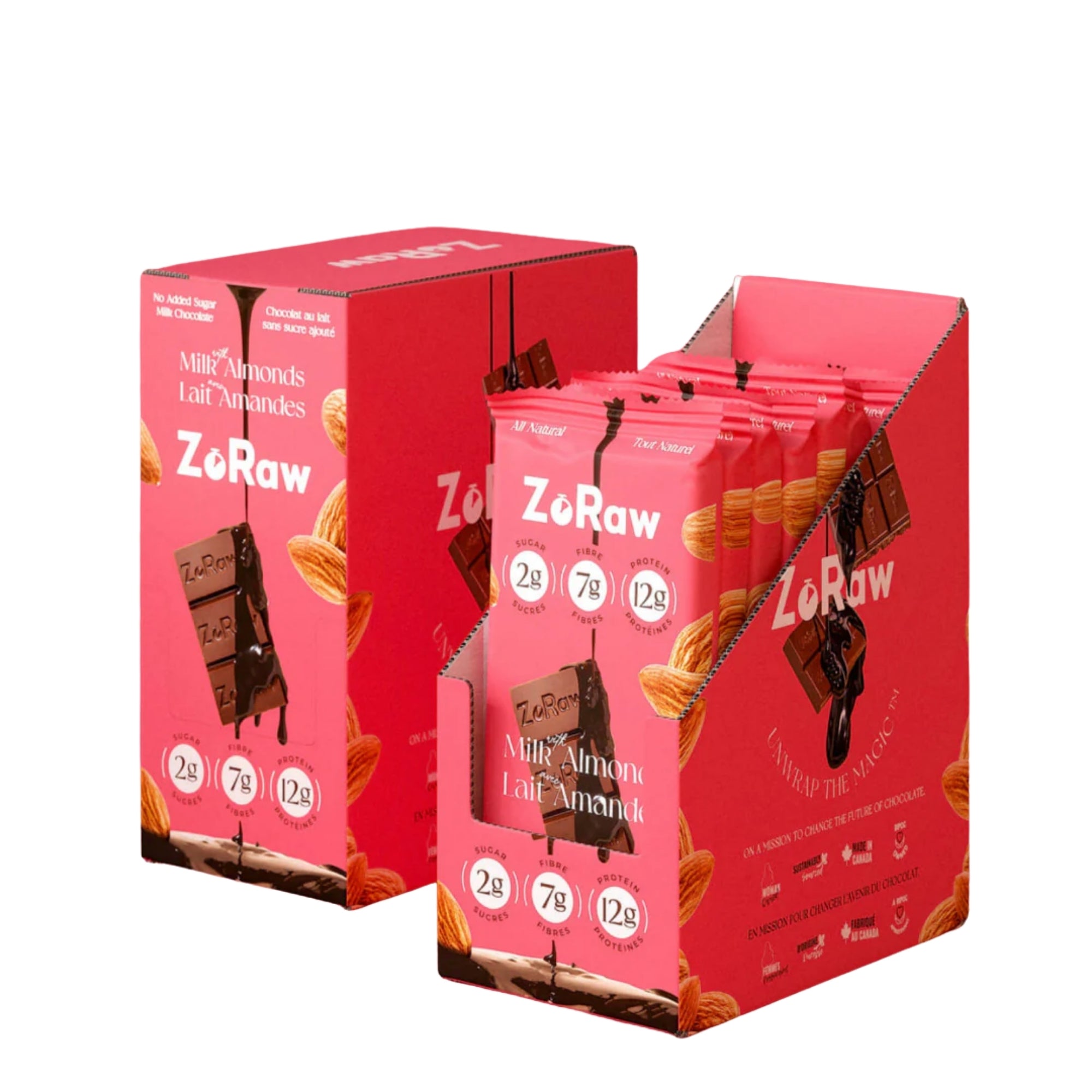 45% Milk Chocolate - Almonds with Protein (Box of 12)