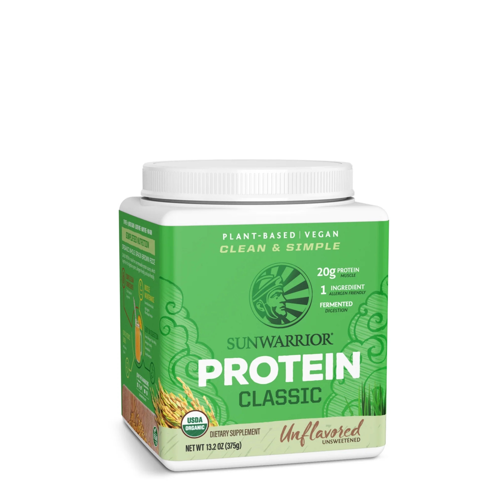 Sunwarrior Classic Organic Brown Rice Protein Powder – Plant-Based, Vegan Protein - 15 servings