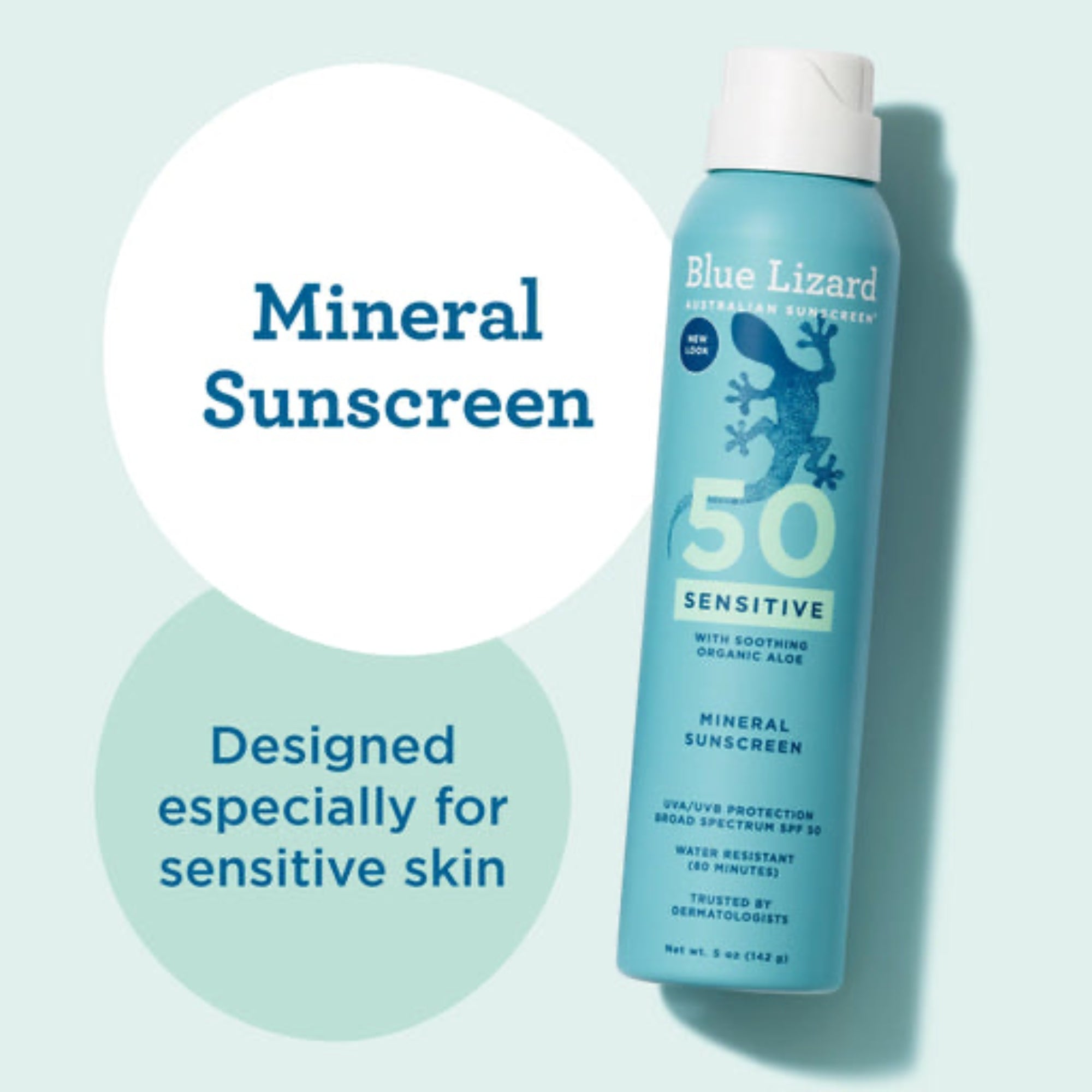 Blue Lizard Sensitive Mineral Sunscreen Spray SPF 50 – Broad Spectrum, Sensitive Skin Protection