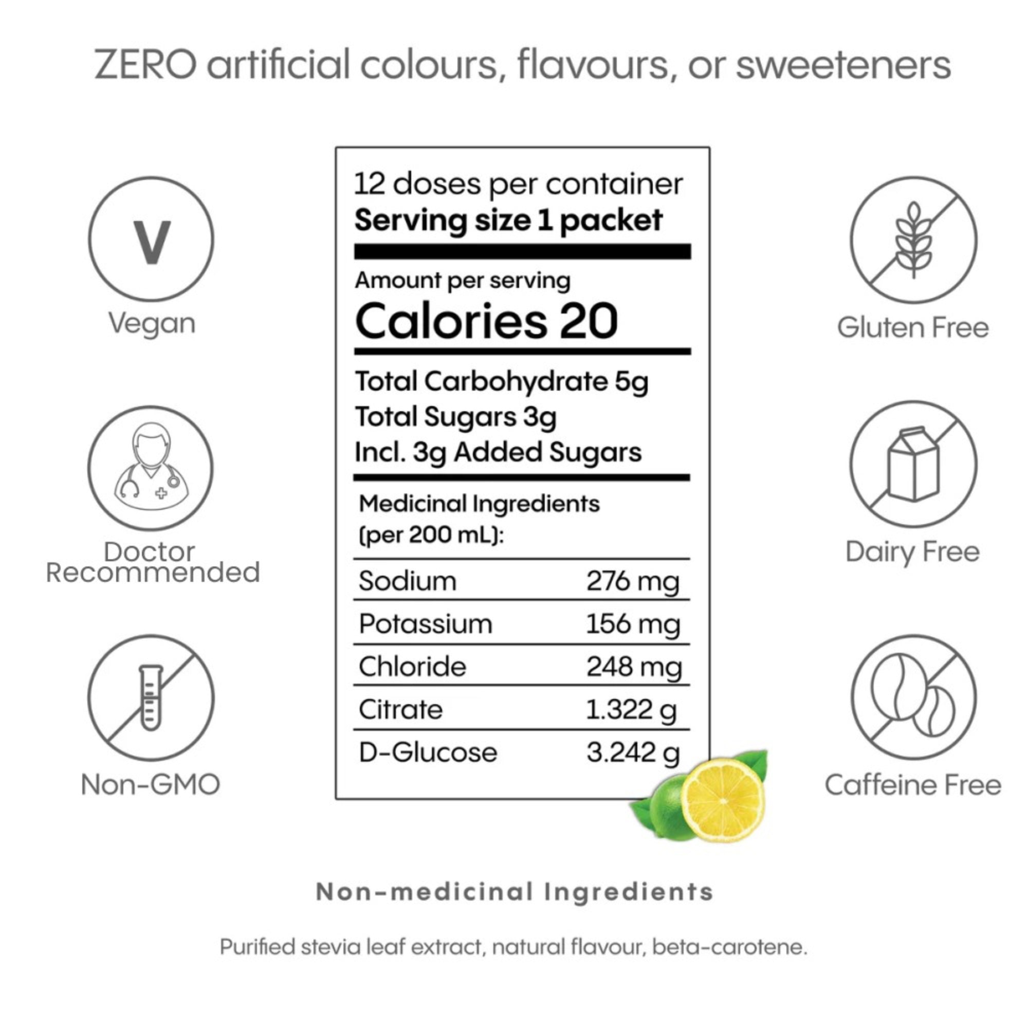 Hydralyte® Electrolyte Powder, Lemon Lime (12 sachets)