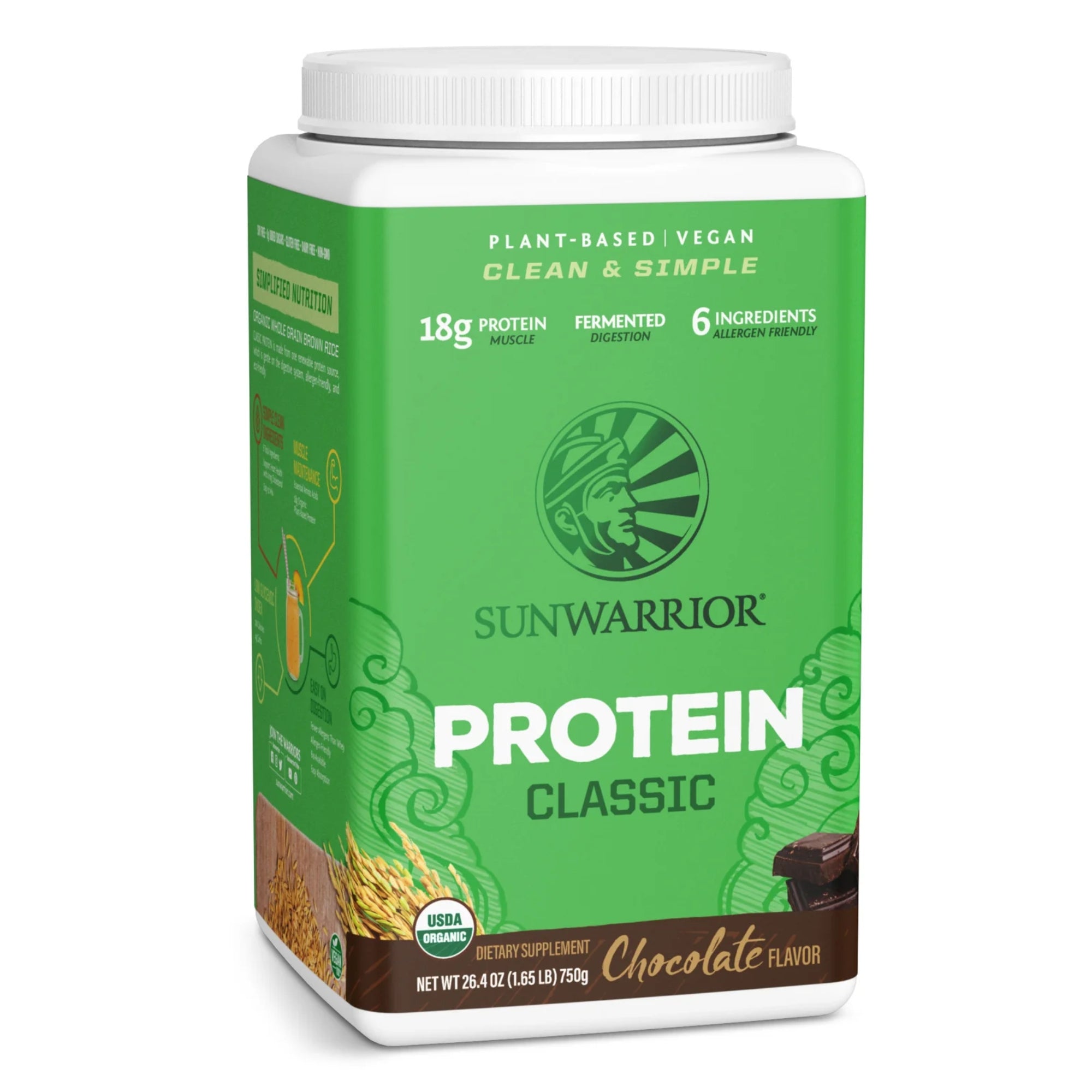 Sunwarrior Classic Organic Brown Rice Protein Powder – Plant-Based, Vegan Protein - 30 servings