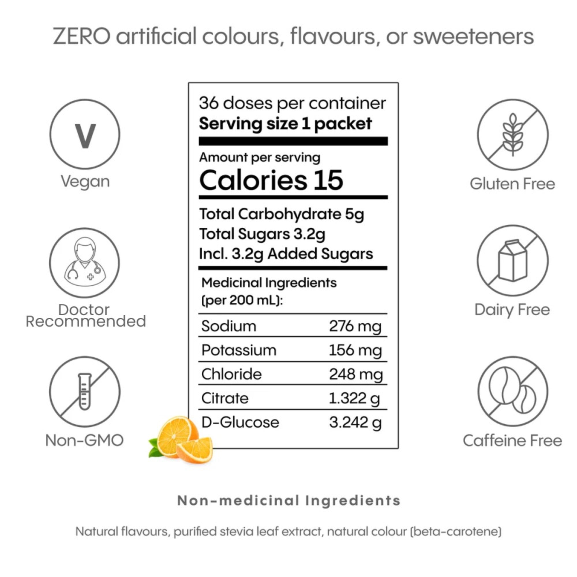 Hydralyte® Electrolyte Powder, Orange (12 sachets)