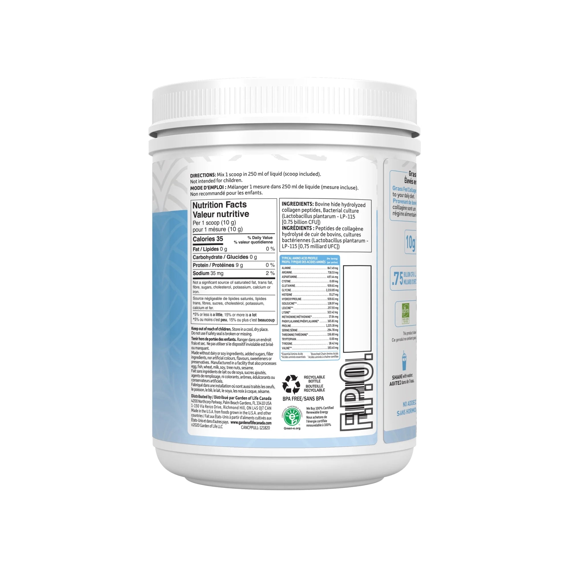 Garden of Life, Grass Fed Collagen Peptides, Unflavored, 19.75 oz (560 g)