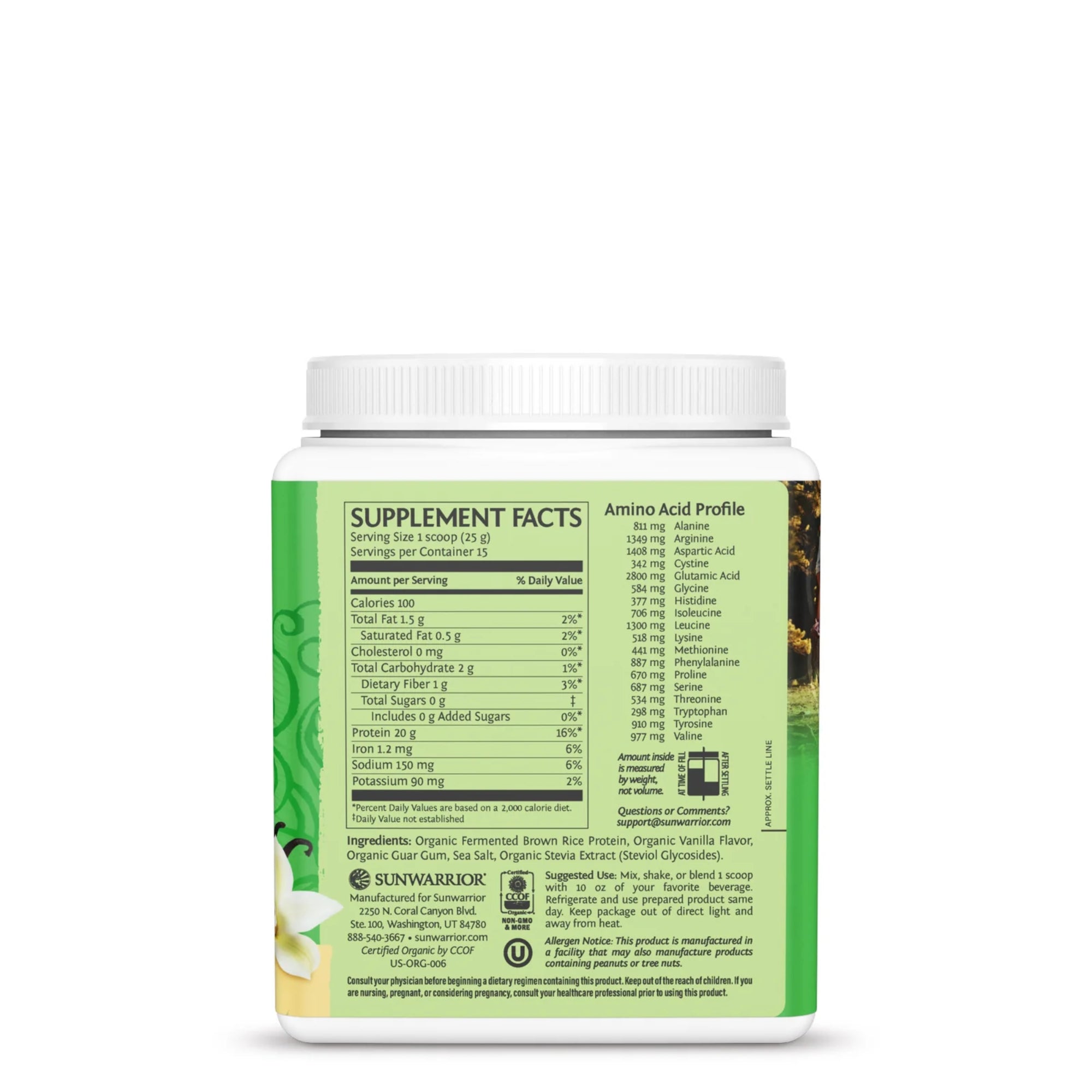 Sunwarrior Classic Organic Brown Rice Protein Powder – Plant-Based, Vegan Protein - 15 servings