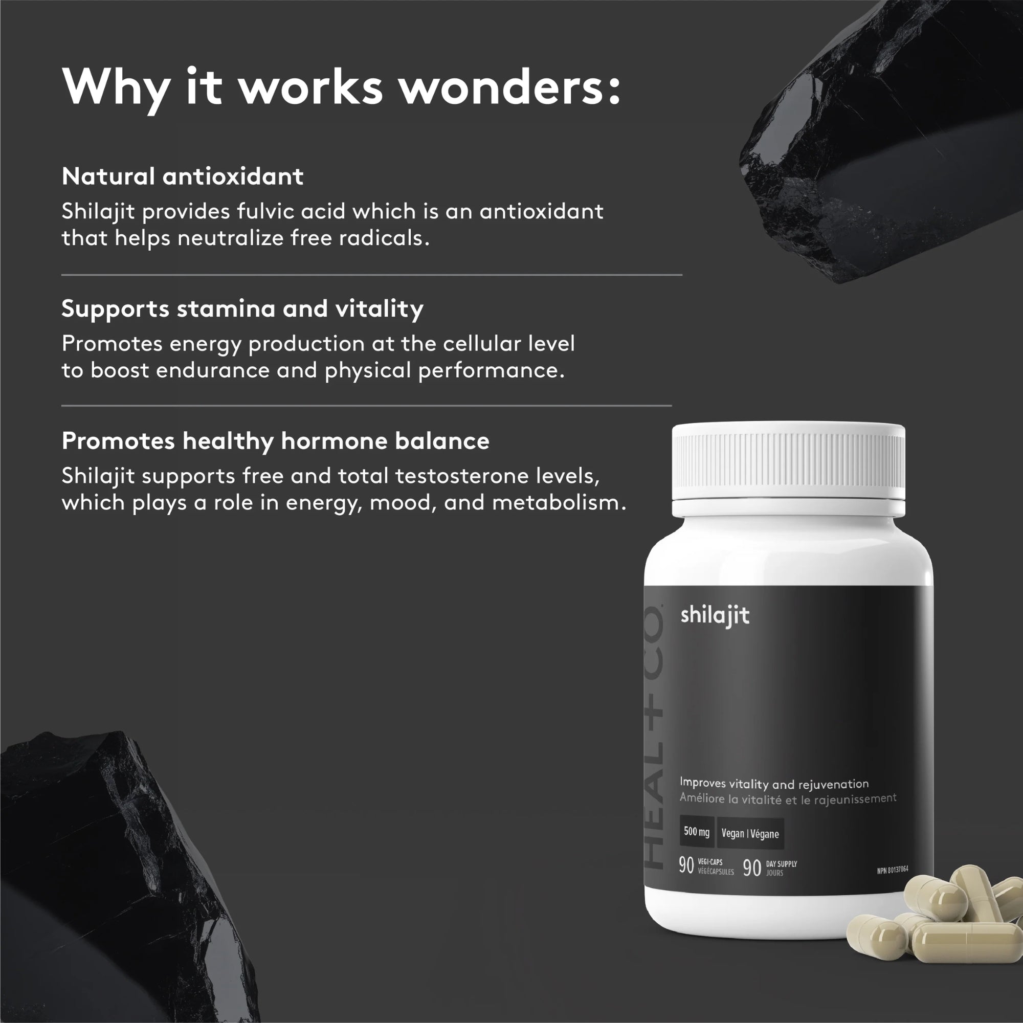Shilajit Pure Himalayan Energy Boost - 90 capsules