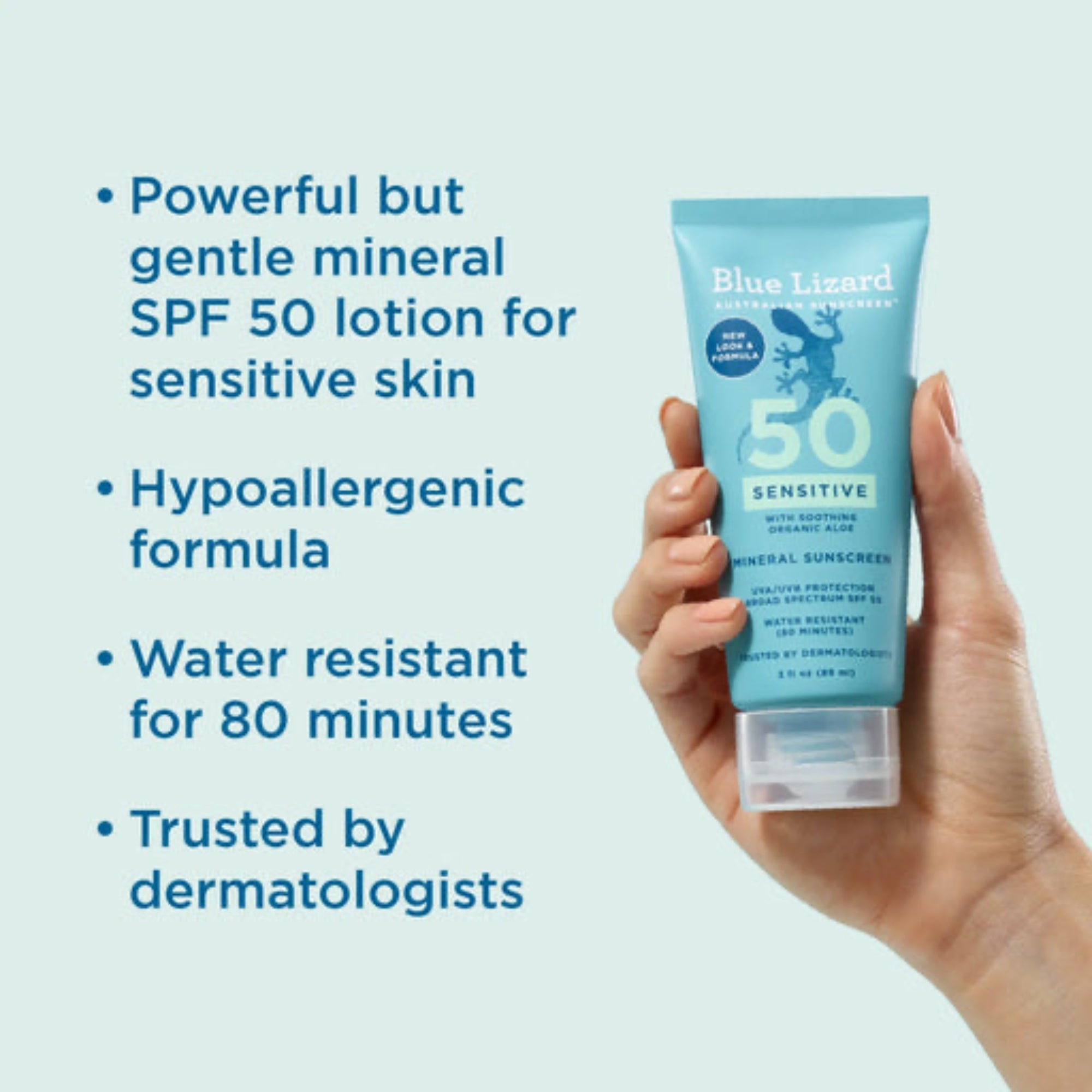 Blue Lizard Sensitive Mineral Sunscreen Lotion SPF 50 – Broad-Spectrum, Hypoallergenic Protection