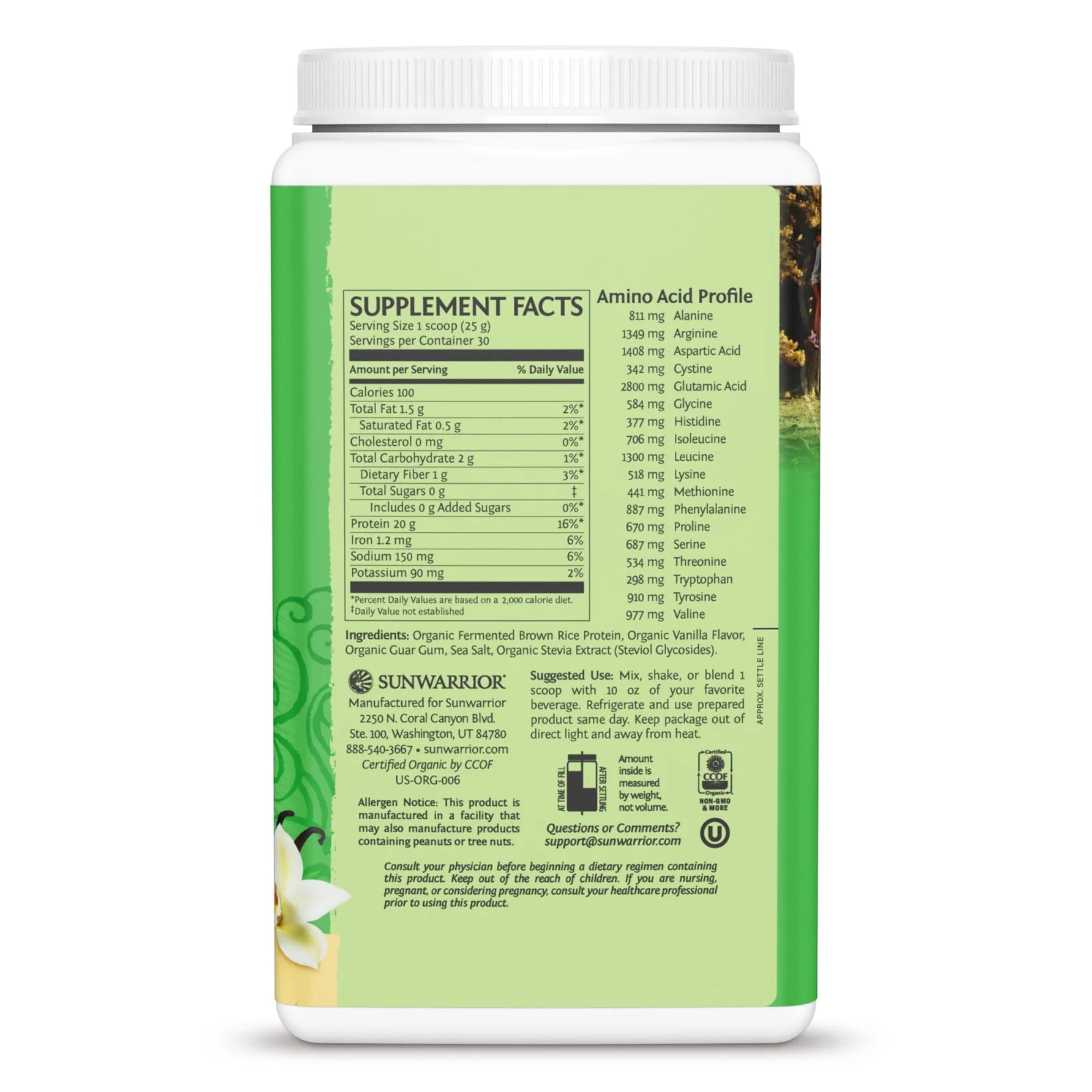 Sunwarrior Classic Organic Brown Rice Protein Powder – Plant-Based, Vegan Protein - 30 servings
