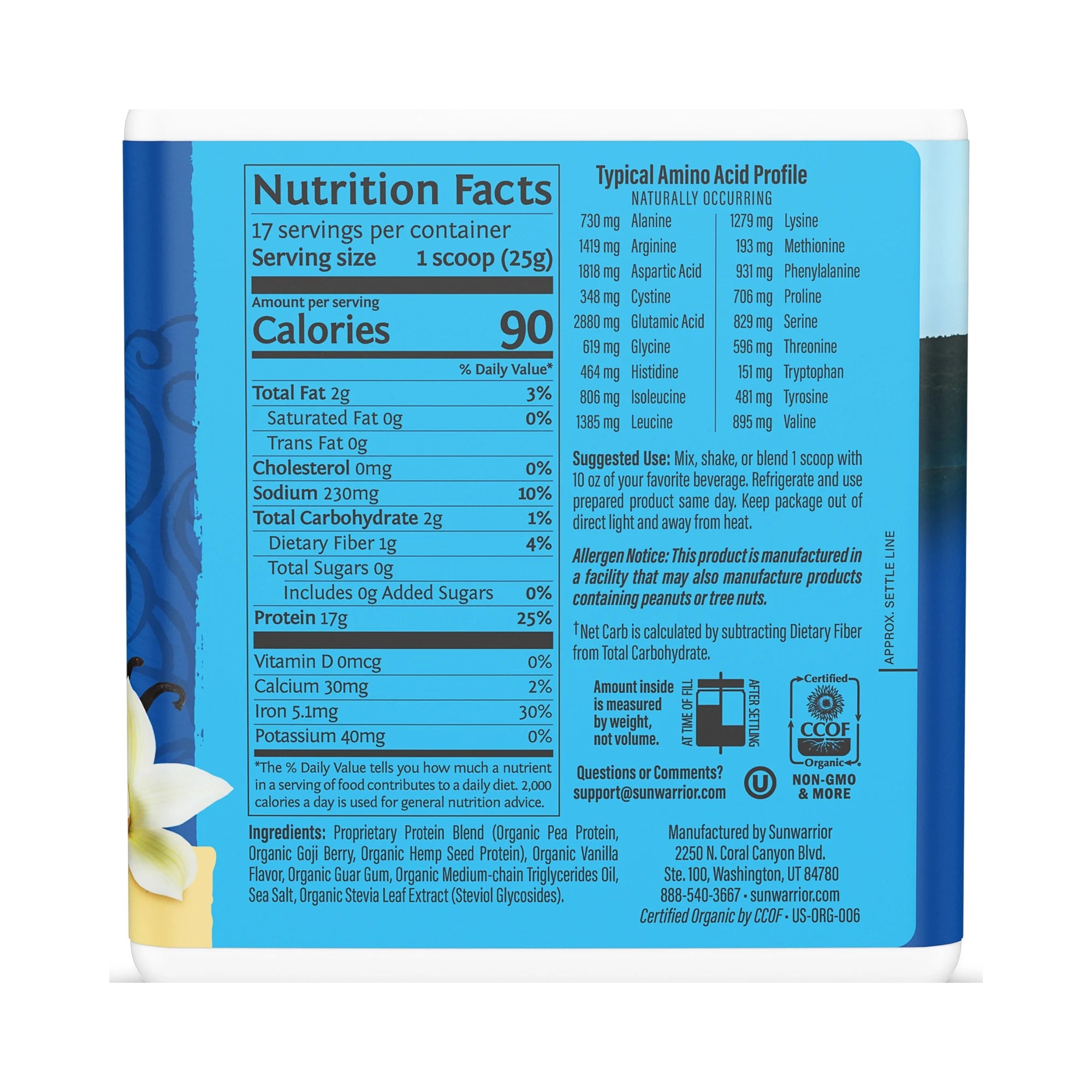 Sunwarrior Warrior Blend Organic Vegan Protein Powder - 17 servings
