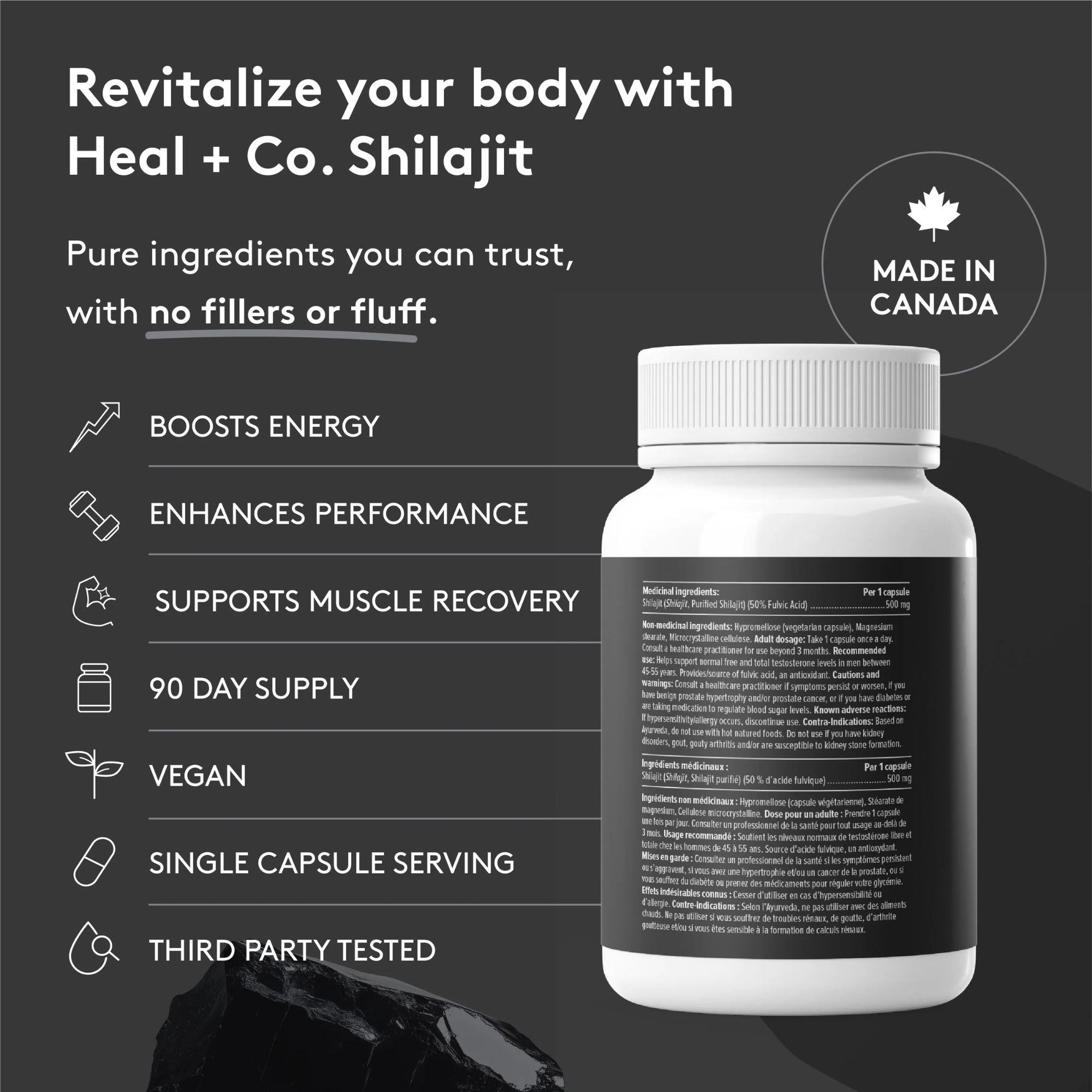 Shilajit Pure Himalayan Energy Boost - 90 capsules