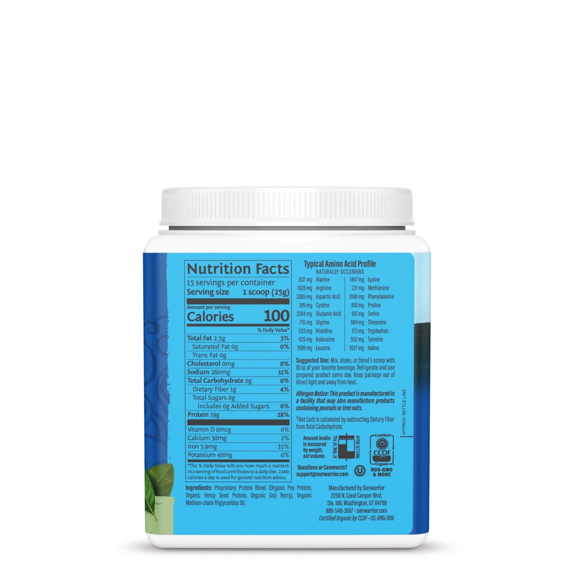 Sunwarrior Warrior Blend Organic Vegan Protein Powder - 17 servings