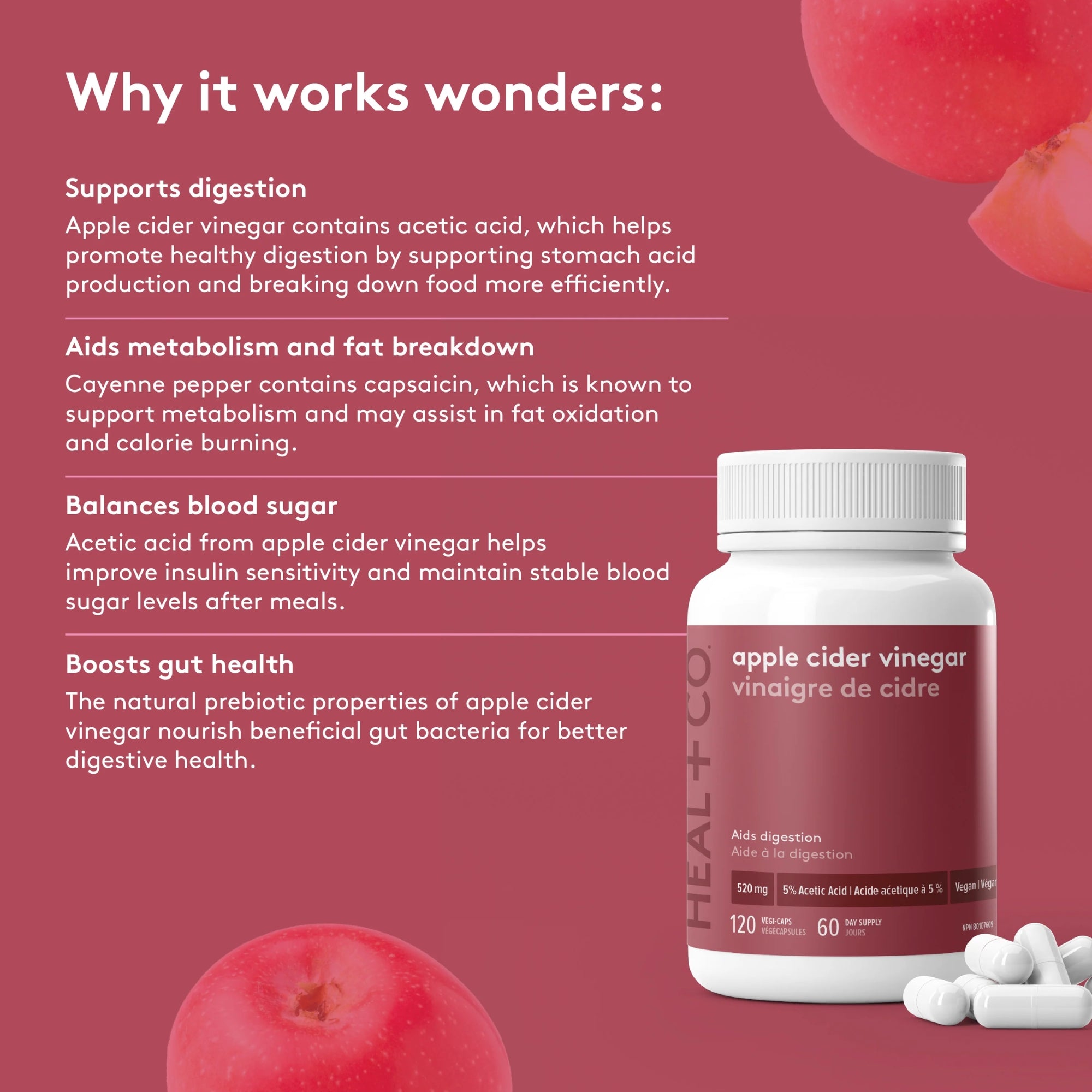 Apple Cider Vinegar 500 mg - 120 capsules