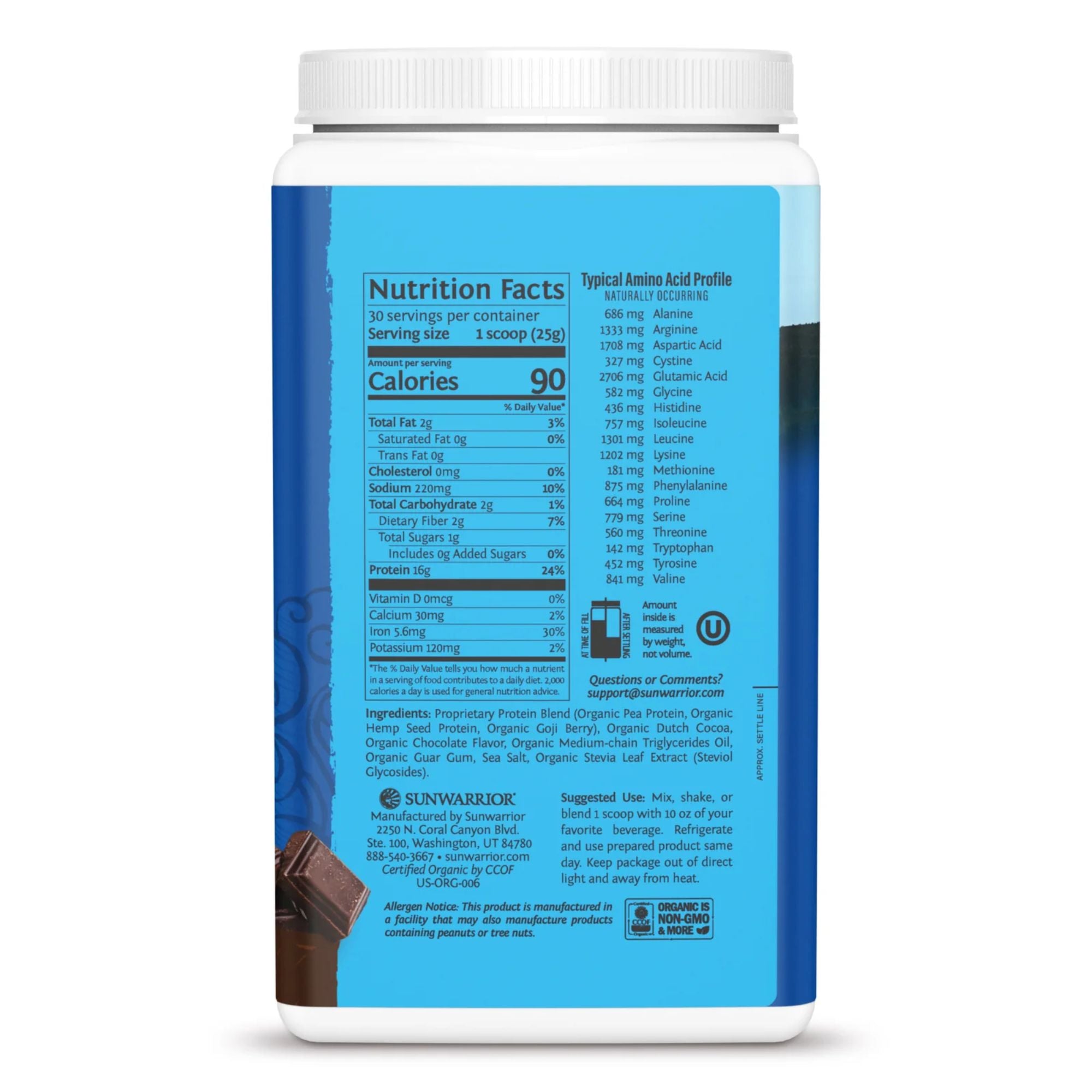 Sunwarrior Warrior Blend Organic Vegan Protein Powder - 30 servings
