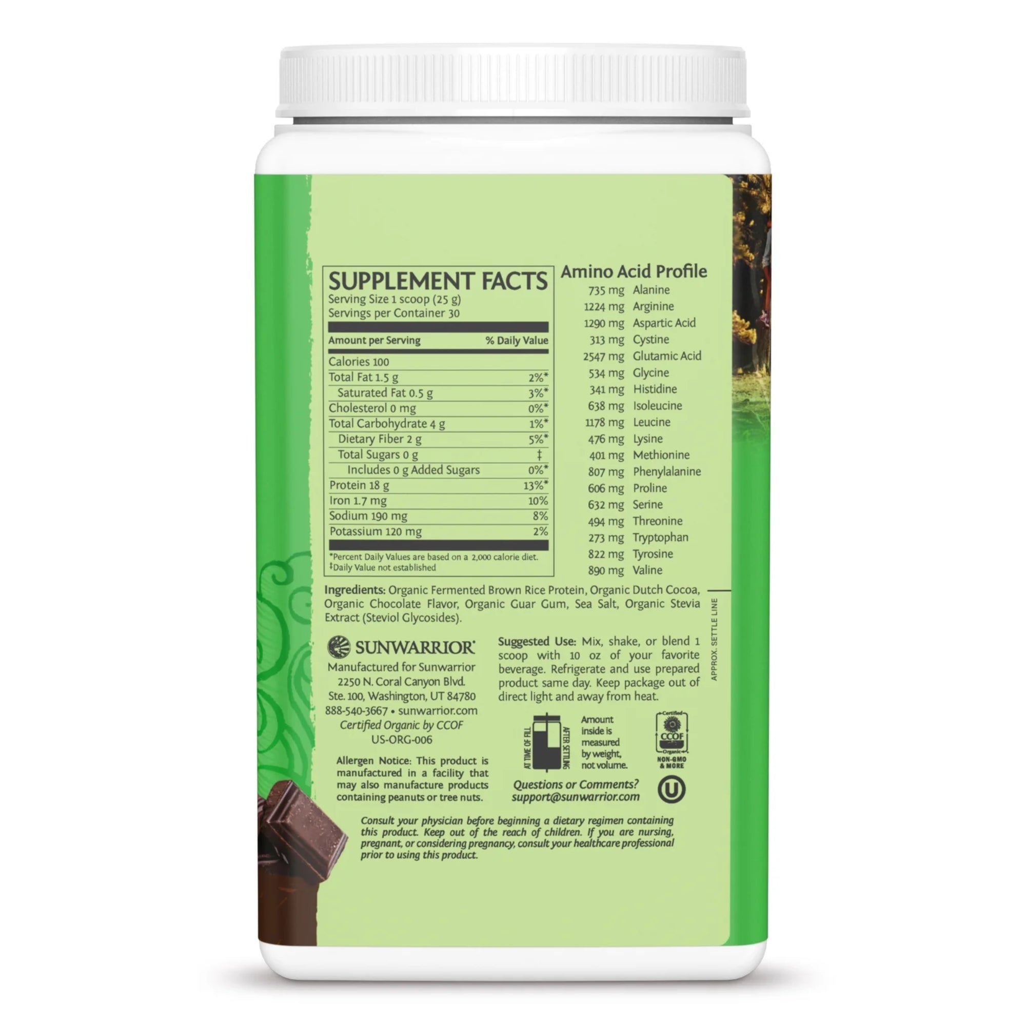Sunwarrior Classic Organic Brown Rice Protein Powder – Plant-Based, Vegan Protein - 30 servings