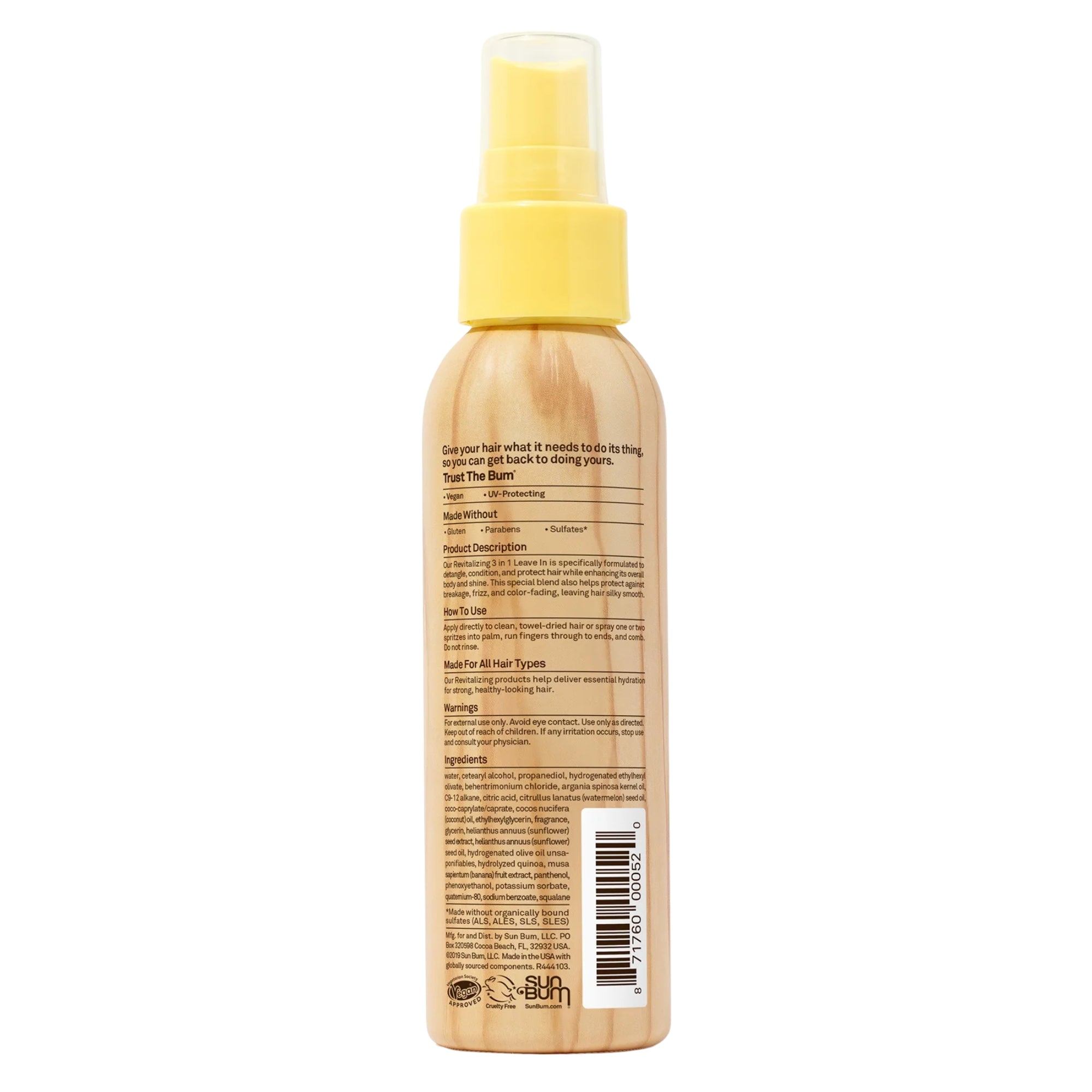 Sun Bum Beach Formula 3-In-1 Leave In Conditioner, 4 fl oz, 118 ml