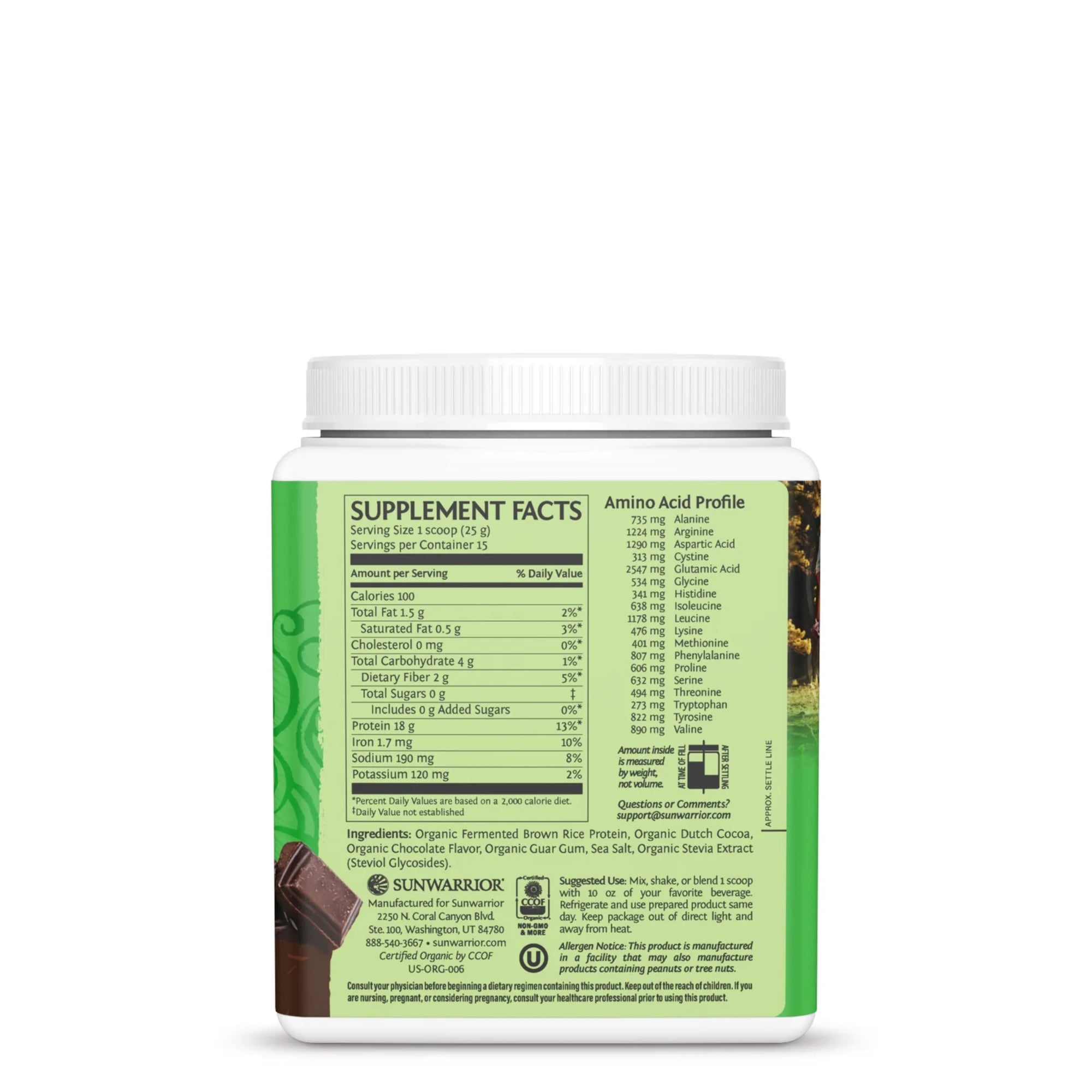 Sunwarrior Classic Organic Brown Rice Protein Powder – Plant-Based, Vegan Protein - 15 servings