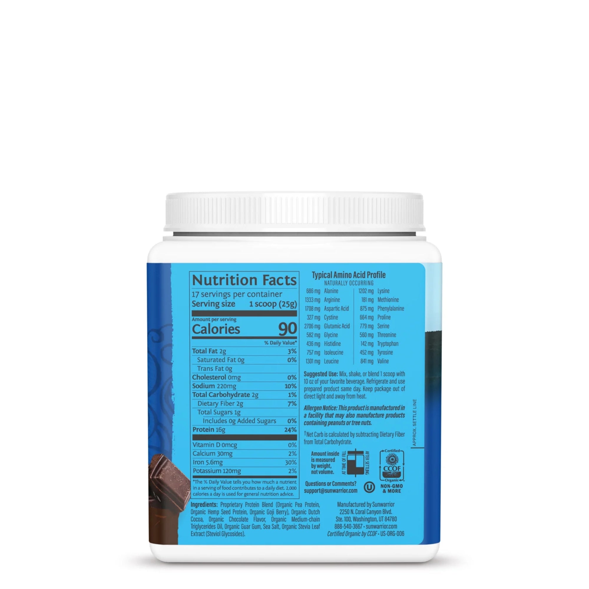 Sunwarrior Warrior Blend Organic Vegan Protein Powder - 17 servings