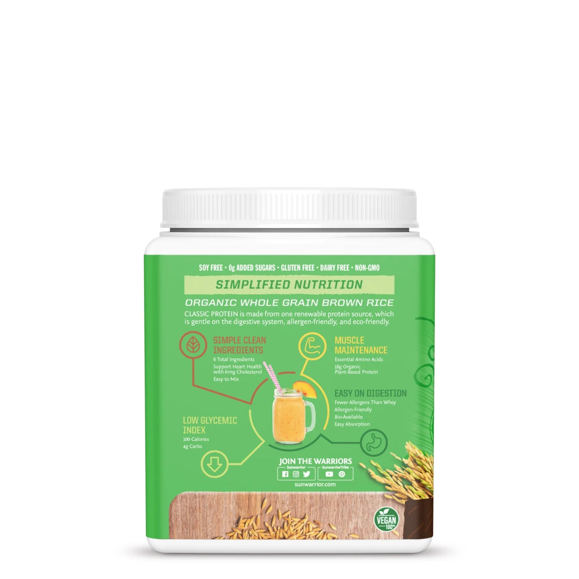 Sunwarrior Classic Organic Brown Rice Protein Powder – Plant-Based, Vegan Protein - 15 servings
