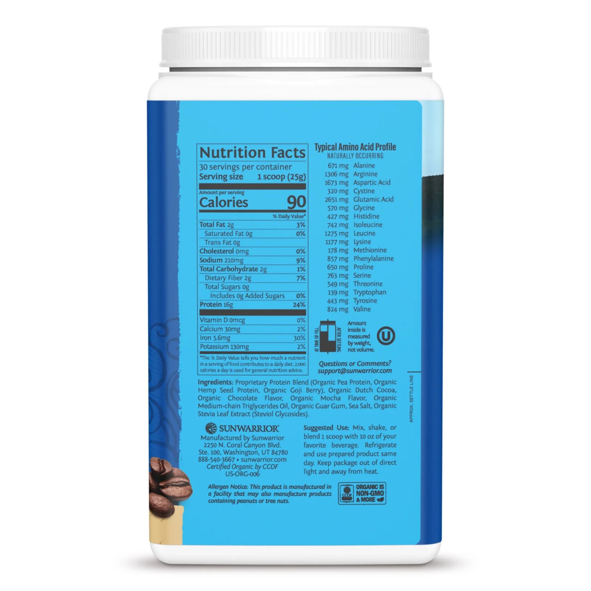 Sunwarrior Warrior Blend Organic Vegan Protein Powder - 30 servings