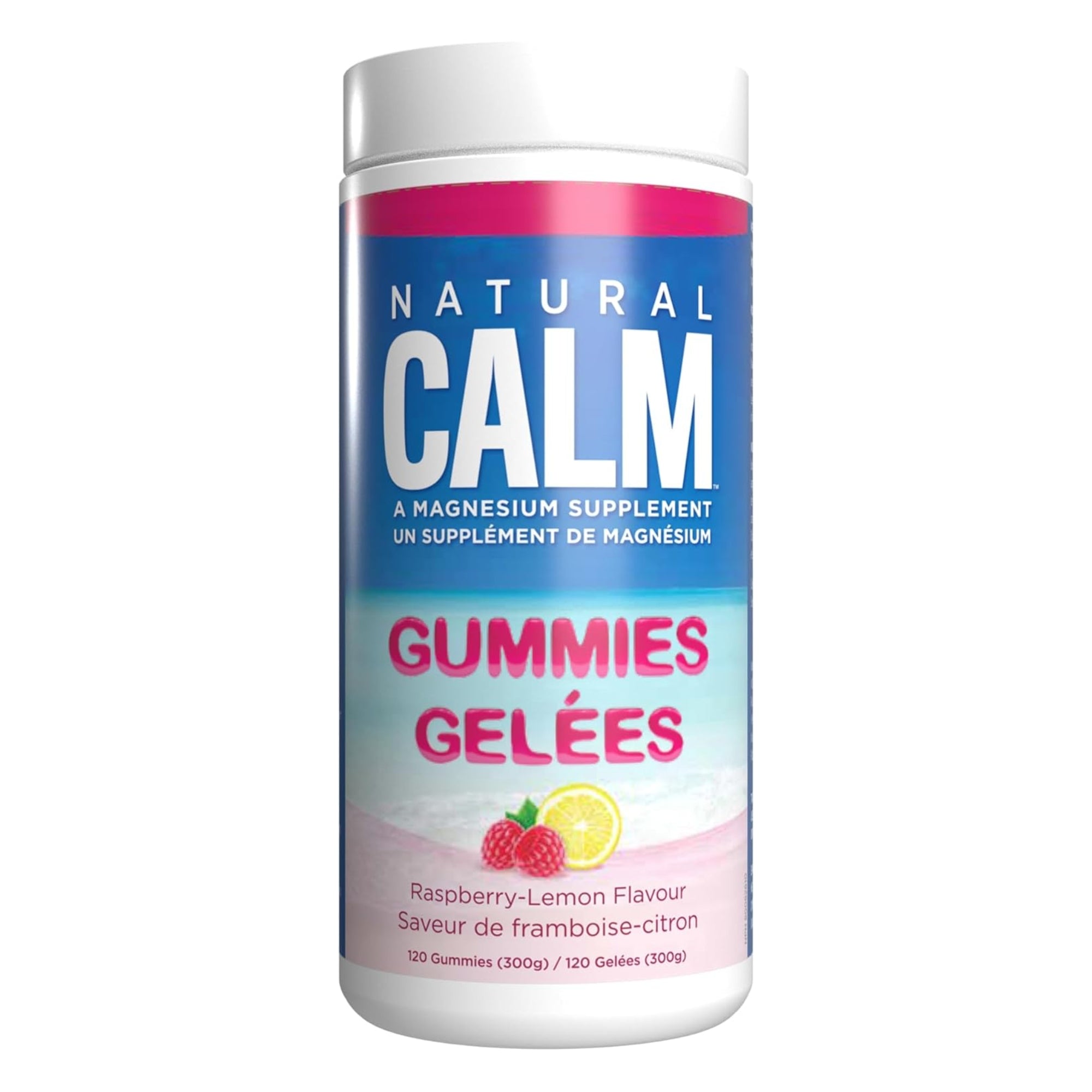 Natural Calm Magnesium Gummies Raspberry-Lemon Flavour (120 Gummies)