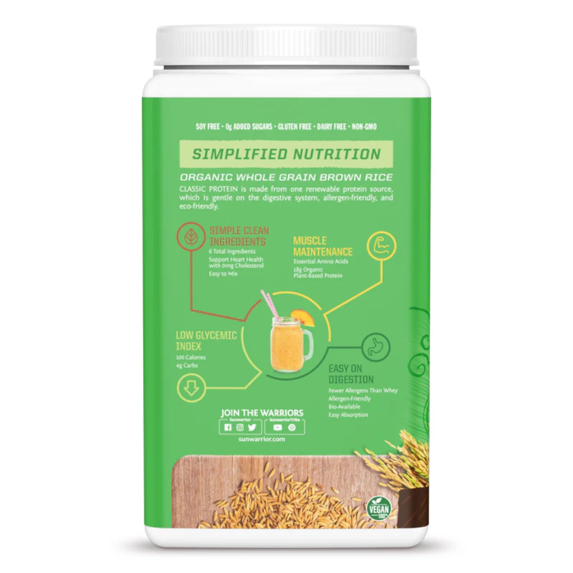 Sunwarrior Classic Organic Brown Rice Protein Powder – Plant-Based, Vegan Protein - 30 servings