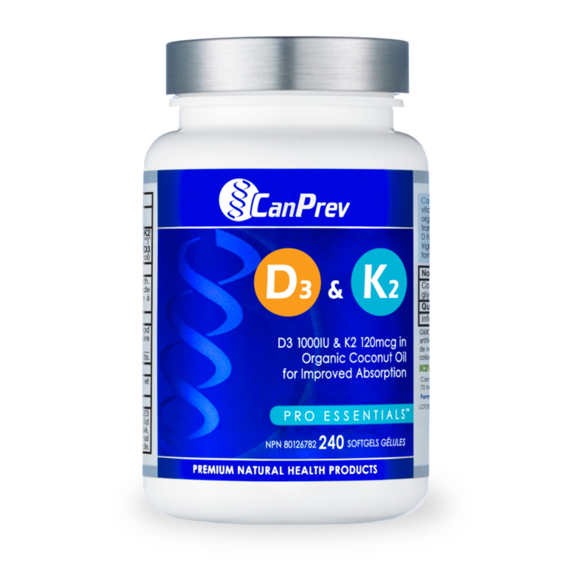 CanPrev Vitamin D3 & K2+MCT - 240 Softgels