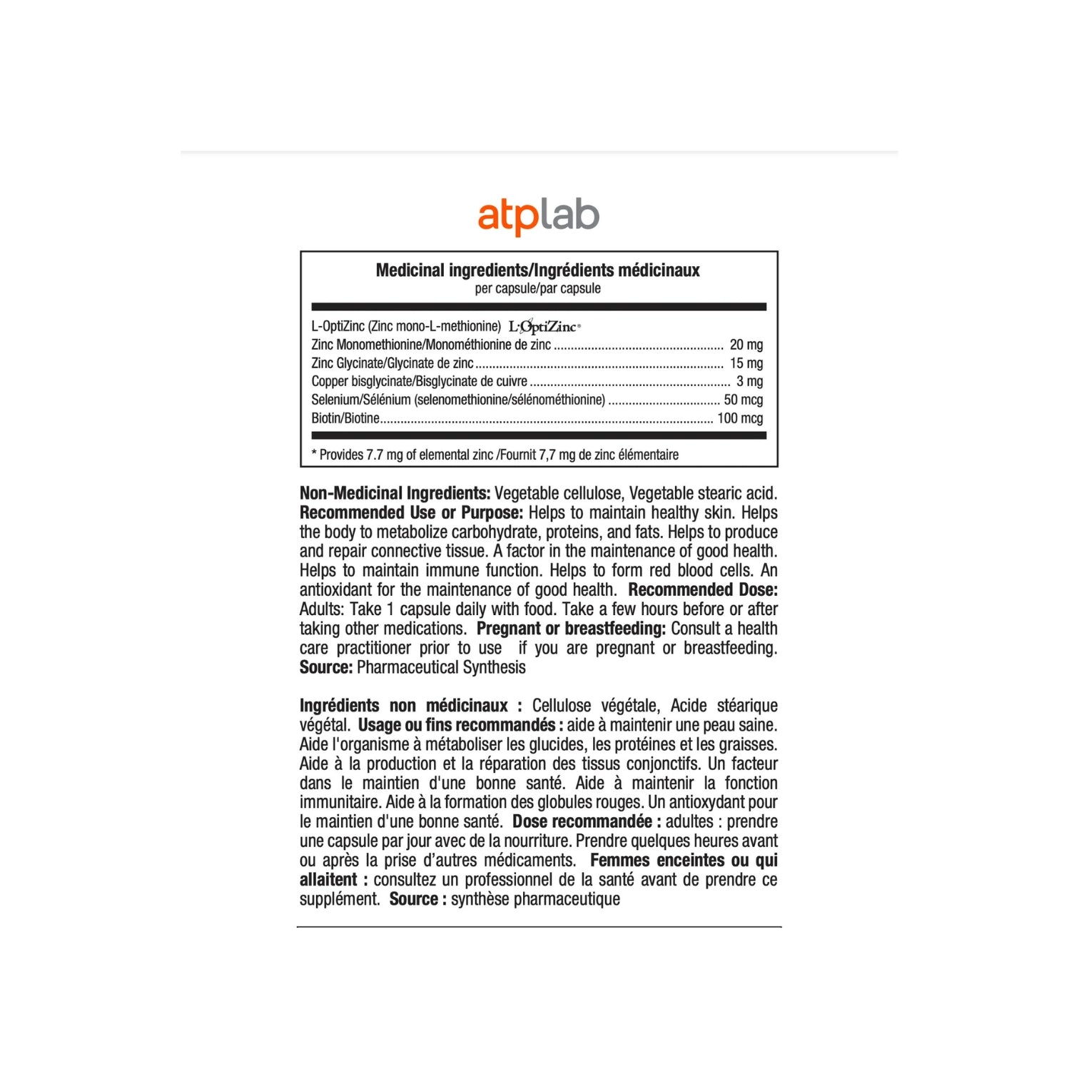 Synerzinc 90 capsules - PÜRE